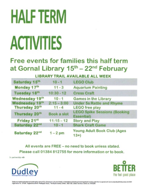 Gornal Library - Children's Half Term Activities